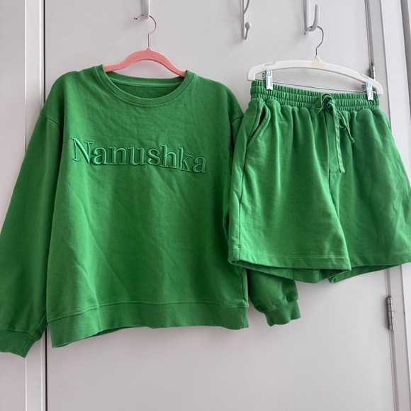 Nanushka Embroidered Green Sweater & Shorts Set | 100% cotton - Picture 2 of 11